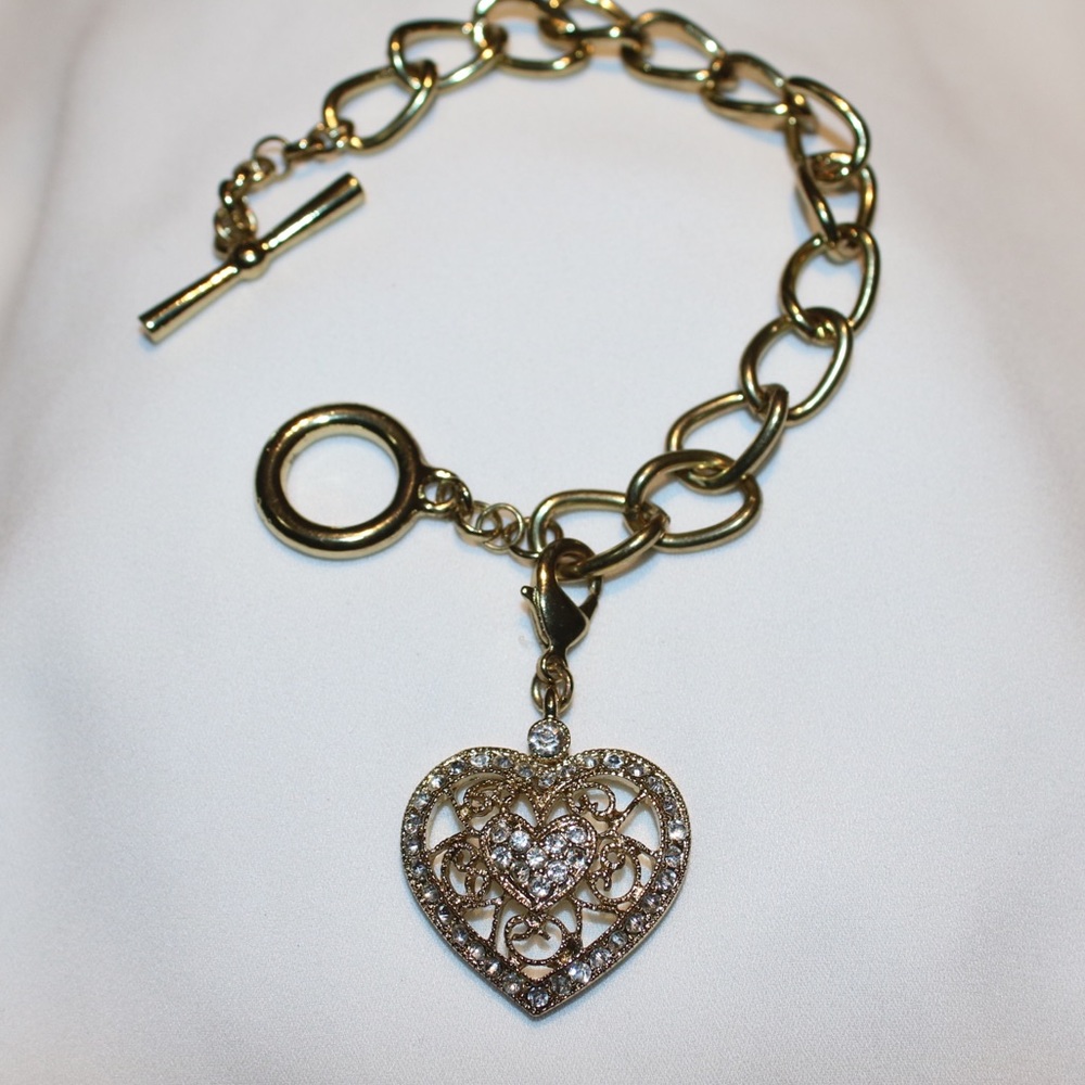 Vintage Monet 1960s toggle bracelet & heart charm